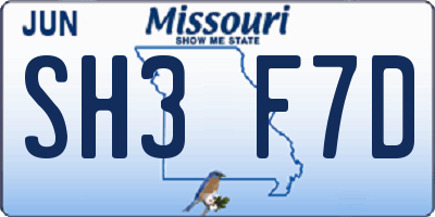 MO license plate SH3F7D