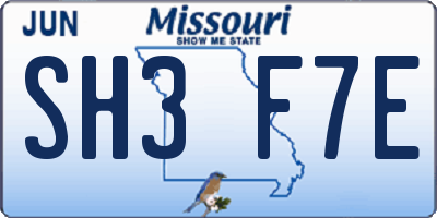 MO license plate SH3F7E
