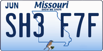 MO license plate SH3F7F