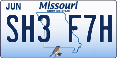MO license plate SH3F7H