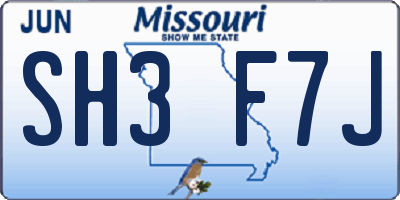 MO license plate SH3F7J