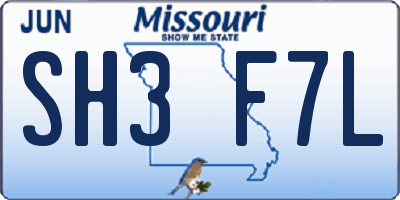 MO license plate SH3F7L