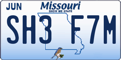 MO license plate SH3F7M
