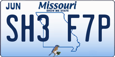 MO license plate SH3F7P