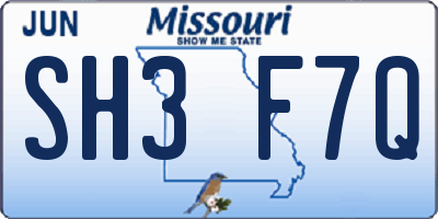 MO license plate SH3F7Q