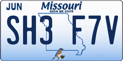 MO license plate SH3F7V