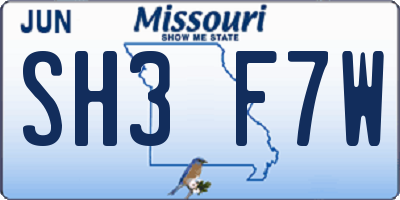 MO license plate SH3F7W