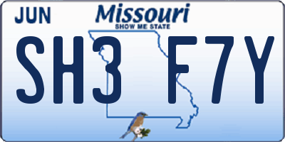 MO license plate SH3F7Y