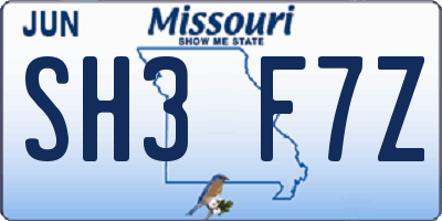 MO license plate SH3F7Z