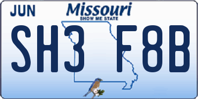 MO license plate SH3F8B