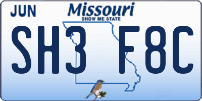 MO license plate SH3F8C