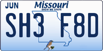MO license plate SH3F8D