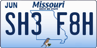 MO license plate SH3F8H