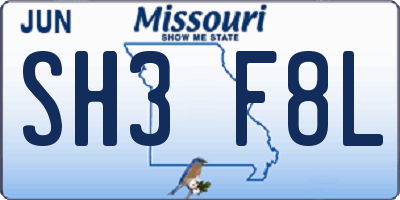 MO license plate SH3F8L