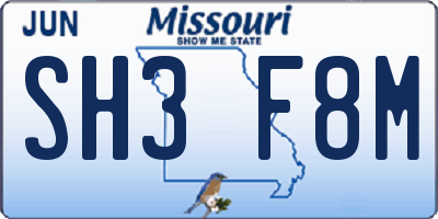MO license plate SH3F8M
