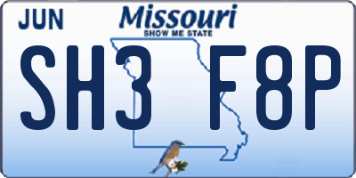 MO license plate SH3F8P