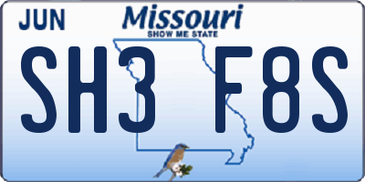 MO license plate SH3F8S