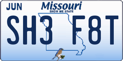 MO license plate SH3F8T
