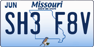 MO license plate SH3F8V