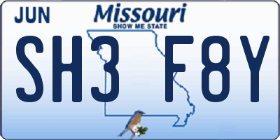 MO license plate SH3F8Y