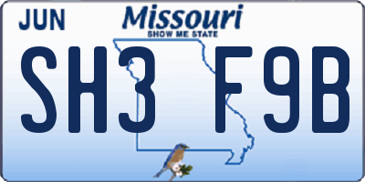 MO license plate SH3F9B