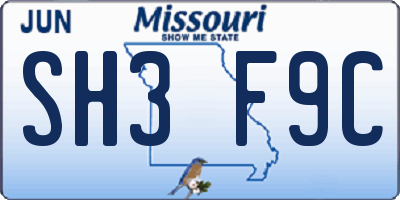 MO license plate SH3F9C