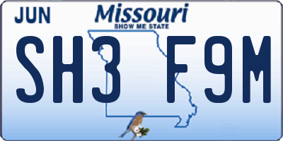 MO license plate SH3F9M