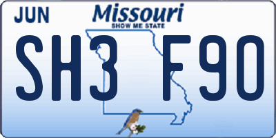 MO license plate SH3F9O