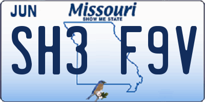 MO license plate SH3F9V