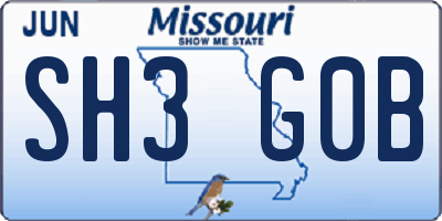 MO license plate SH3G0B
