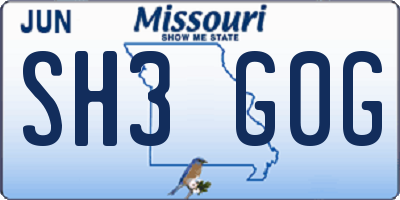MO license plate SH3G0G