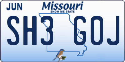 MO license plate SH3G0J
