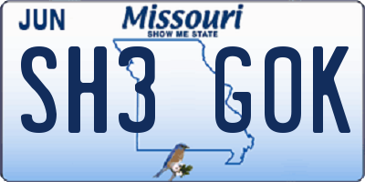 MO license plate SH3G0K