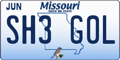 MO license plate SH3G0L