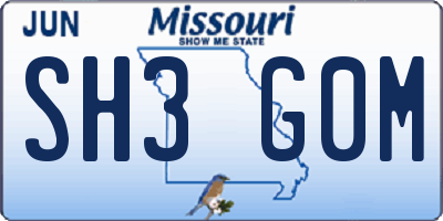 MO license plate SH3G0M