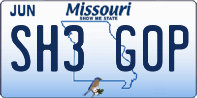 MO license plate SH3G0P
