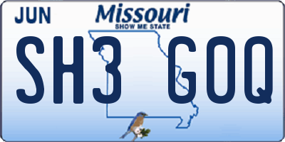 MO license plate SH3G0Q