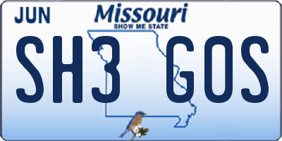 MO license plate SH3G0S