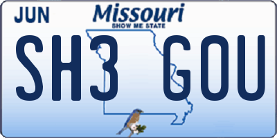 MO license plate SH3G0U