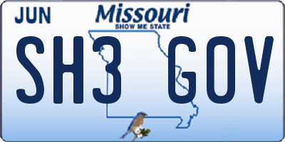 MO license plate SH3G0V