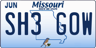 MO license plate SH3G0W