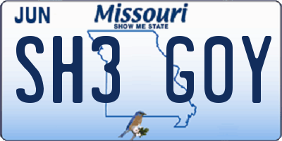 MO license plate SH3G0Y