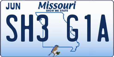 MO license plate SH3G1A