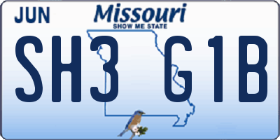 MO license plate SH3G1B