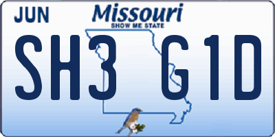 MO license plate SH3G1D