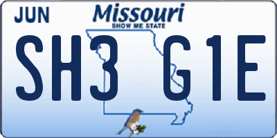 MO license plate SH3G1E
