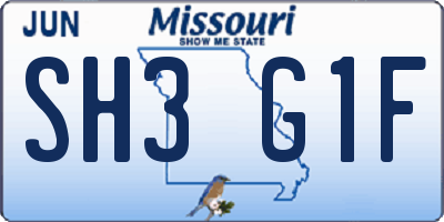 MO license plate SH3G1F