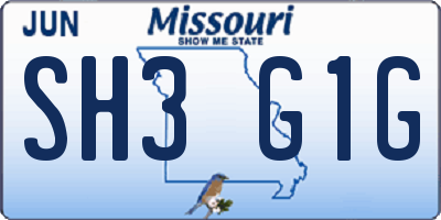 MO license plate SH3G1G