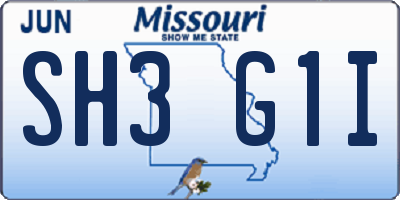 MO license plate SH3G1I