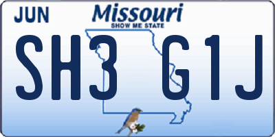 MO license plate SH3G1J